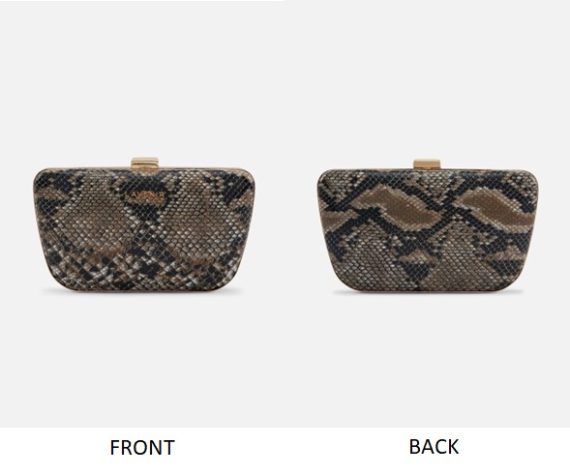 Camila - Leather Box Clutch Bag - Black Python Print