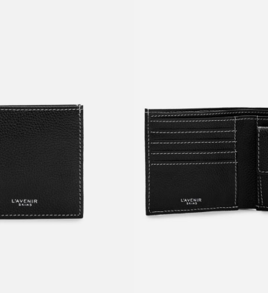 Men’s Bifold Wallet – All Black With White Stitching