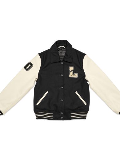 Ivar – Leather Varsity – Off White & Black