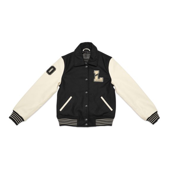 Ivar – Leather Varsity – Off White & Black