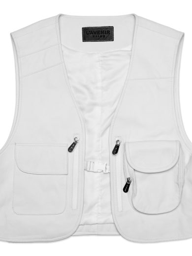 Fionn – Leather Utility Gilet – White