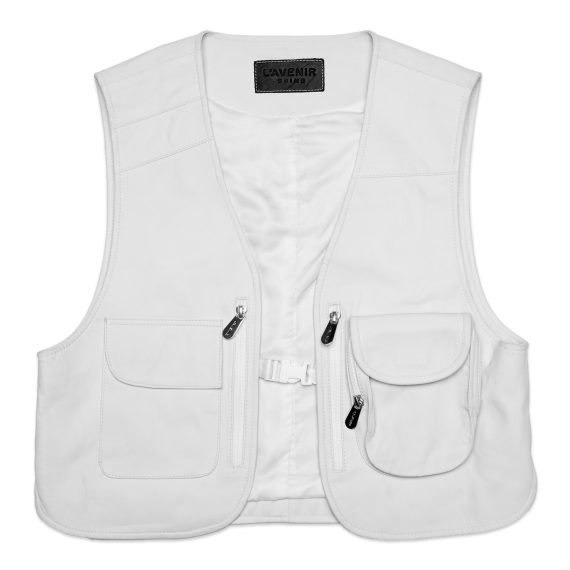 Fionn – Leather Utility Gilet – White