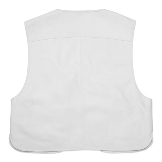Fionn – Leather Utility Gilet – White - Image 2