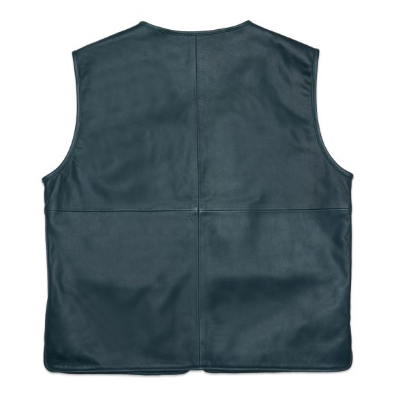 Rex – Leather Utility Gilet – Peacock Green - Image 2