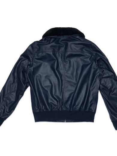 Hugo – Bomber Leather Jacket – Navy/Black