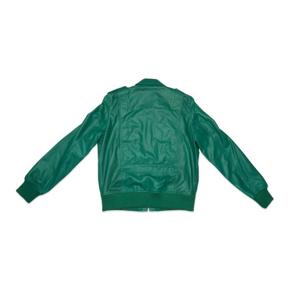 Castor – Leather Bomber Jacket – Shamrock Green - Image 2