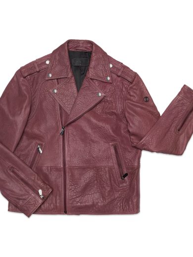 Klas – Leather Biker Jacket – Wine