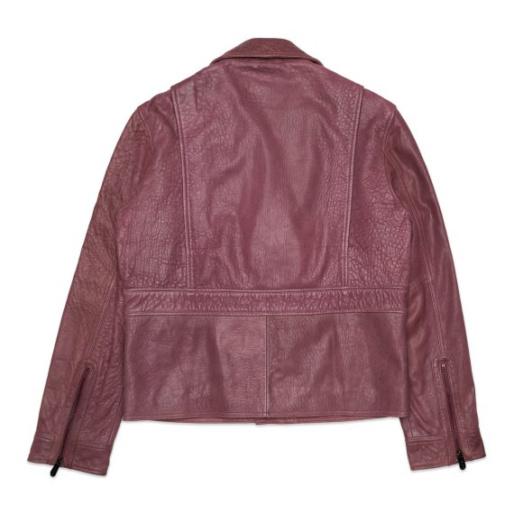 Klas – Leather Biker Jacket – Wine - Image 2