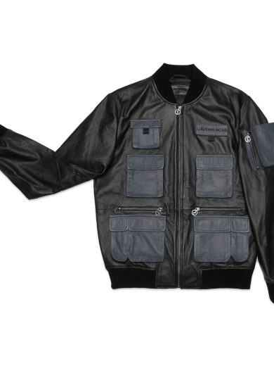 Oskar – Leather Utility Jacket – Black & Grey