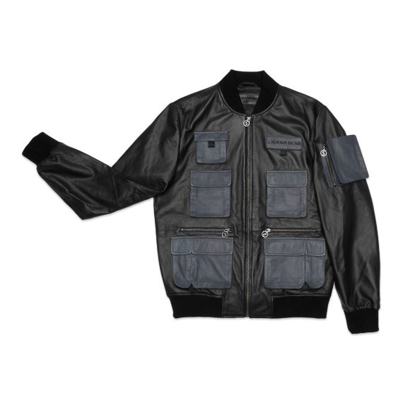 Oskar – Leather Utility Jacket – Black & Grey