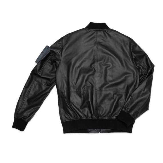 Oskar – Leather Utility Jacket – Black & Grey - Image 2