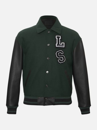 Harlem – Drop Shoulder Varsity Jacket Forest Green & Black