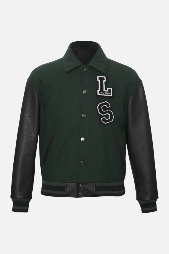 Harlem – Drop Shoulder Varsity Jacket Forest Green & Black
