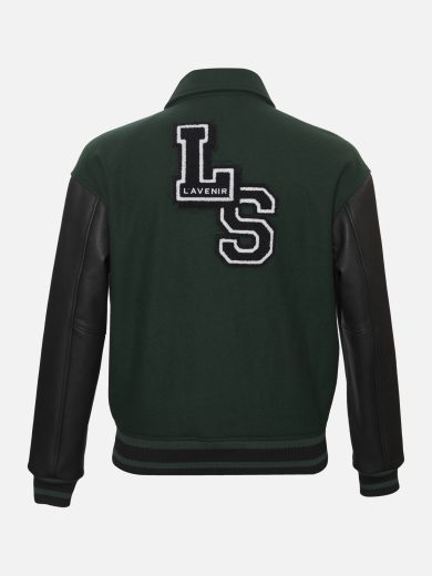 Harlem – Drop Shoulder Varsity Jacket Forest Green & Black