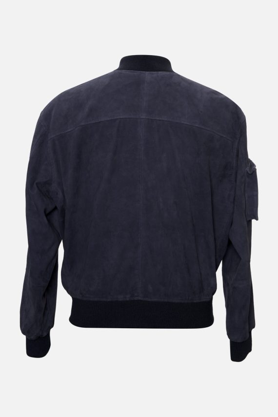 Florida – Suede Utility Bomber Jacket – Blue - Image 2