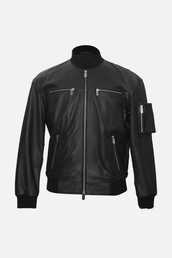 Maxson – Leather Bomber Jacket – Black
