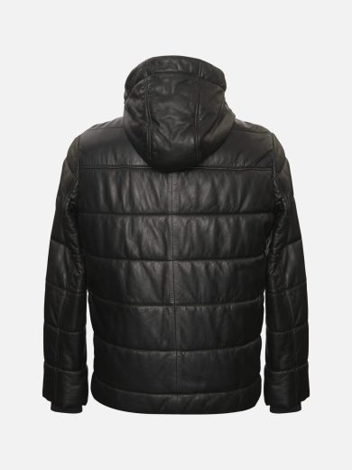 Quilted Leather Hooded Jacket
