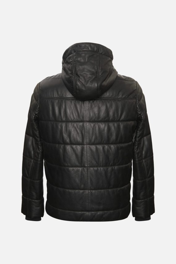 Quilted Leather Hooded Jacket - Image 2