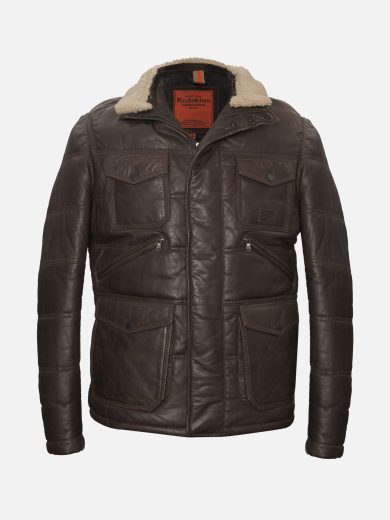 Leather Quilted Furr Collar Jacket