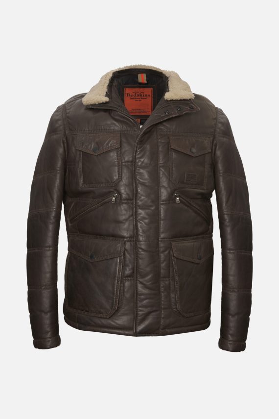 Leather Quilted Furr Collar Jacket