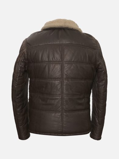 Leather Quilted Furr Collar Jacket