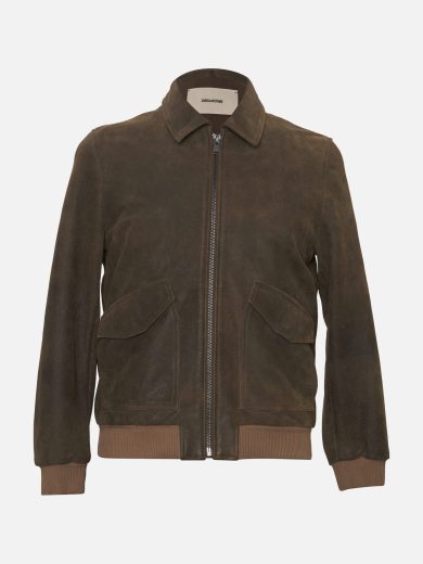 Suede Bomber Jacket – Brown