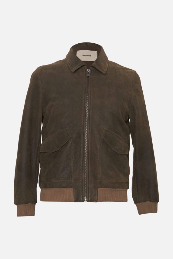 Suede Bomber Jacket – Brown