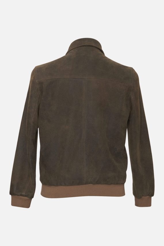 Suede Bomber Jacket – Brown - Image 2